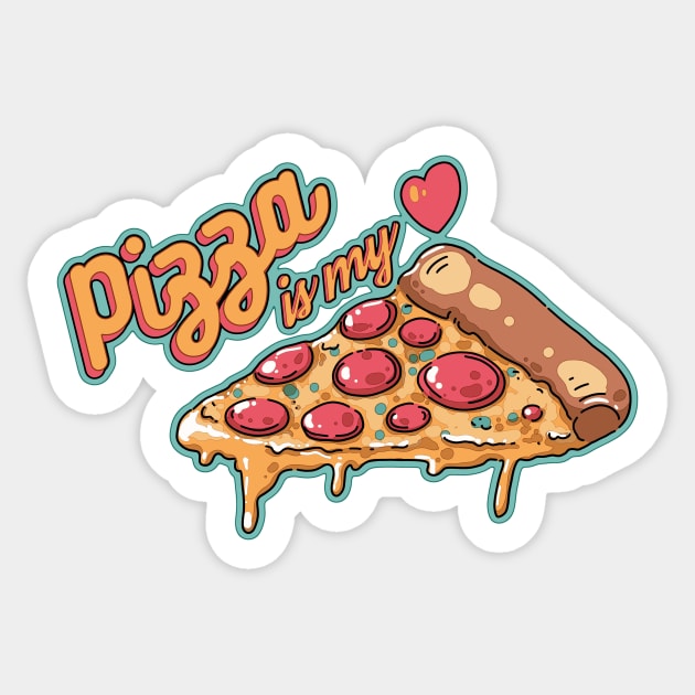 Pizza is my heart Sticker by MinimalAnGo